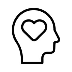 Outline of Human Head Silhouette with Heart Inside profile futuristic silhouette vector icon