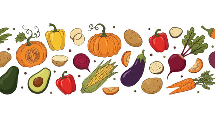 Vibrant and fresh collection of delicious, healthy vegetables artfully arranged, perfect for culinary projects and healthy living themes.