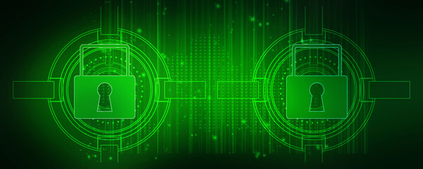 2d illustration Safety concept: Closed Padlock on digital background