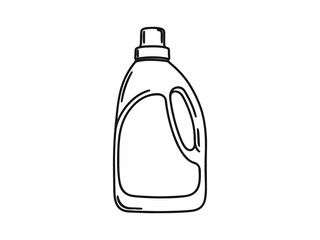 Outline illustration of laundry detergent bottle on a white background