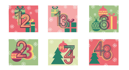 Charming Christmas countdown numbers and festive holiday graphics perfect for advent calendars and seasonal promotions