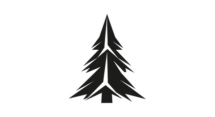 Fototapeta premium A stylized black and white illustration depicting a coniferous evergreen tree against a clean white background.