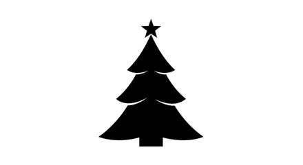 Obraz premium Simple black silhouette of a Christmas tree with a star.
