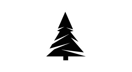 Obraz premium A simple black silhouette of a coniferous tree, isolated on a white background.
