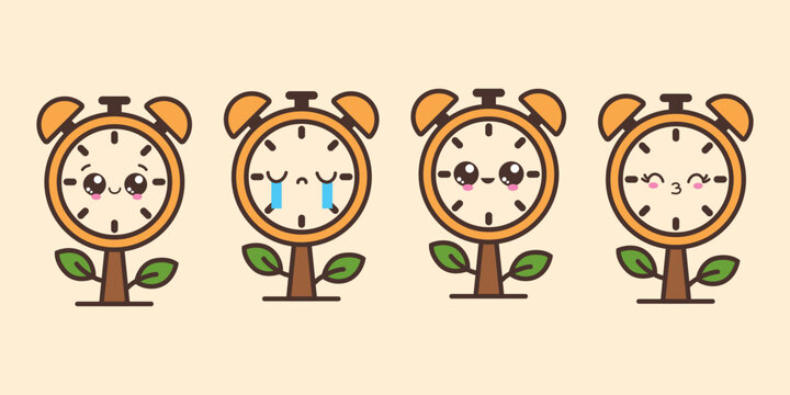 Design vector set kawai EcoClock for busineess element vector 