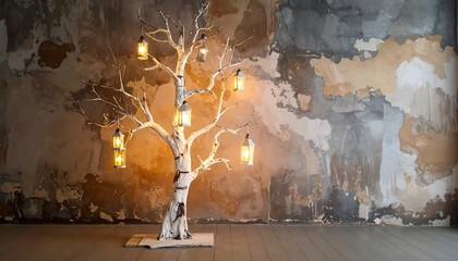 Birch tree lamp decor