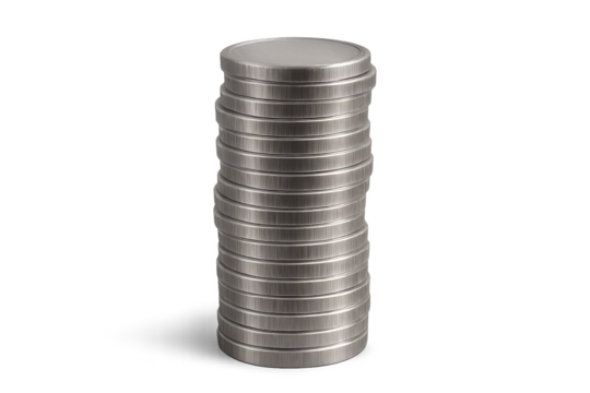 stack of coins isolated on white