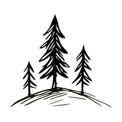 Obraz premium PNG Minimalist sketch of pine trees.