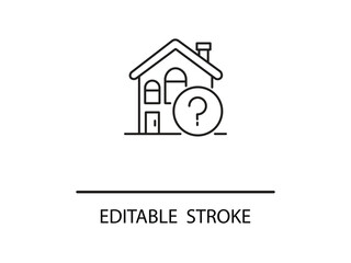 Confused about buying a home? Get your real estate questions answered with a simple line art icon for property listings and guides.