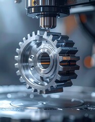 Close-up of a metal gear in a machine