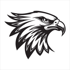 Eagle head tattoo vector illustration on white background