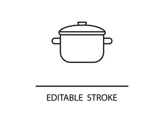 Sleek line art illustration of a pot with editable strokes for chef logos, food blogs, recipe websites and culinary designs.