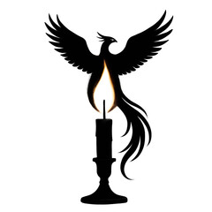 Silhouette Phoenix Rising from Candle Flame