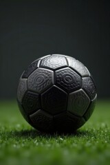 Sophisticated black football, neutral backdrop , elegant, sports, ball