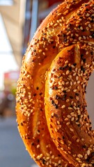 Close-up of a Turkish bagel