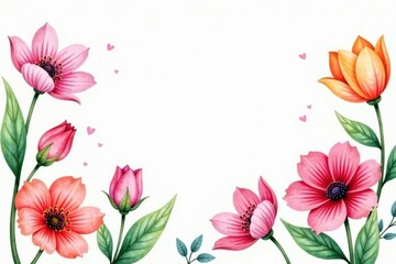 Vibrant watercolor flower bouquets, perfect for spring designs , vector, card, bloom