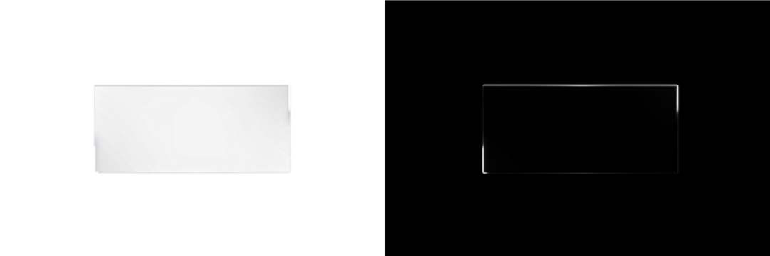 The black PNG rectangles overlay a tech screen mockup, effectively showcasing a transparent image within the design - Powered by Adobe