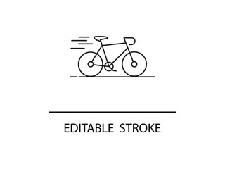 Dynamic bicycle outline suggests speed and movement in minimalist style for transportation and fitness promotions or eco friendly campaigns.