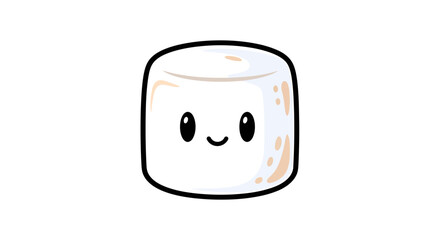 Adorable cartoon marshmallow with a cute smile, perfect for children's content and sweet treat