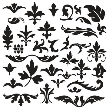Set of emblems Fleur de Lys symbols.