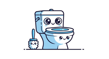 Fototapeta premium Charming and cheerful cartoon toilet with a friendly face adding a touch of whimsy bathroom