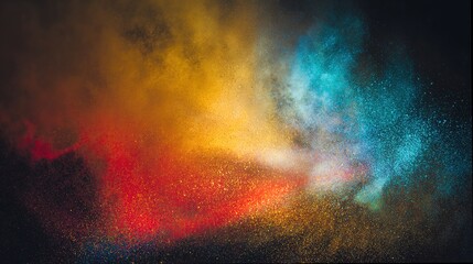 Naklejka premium directional. Colorful powder cloud captured in motion against a dark, textured background. product launch decks, UI/UX mockups, designed for data visualization dashboards and holographic UIs.