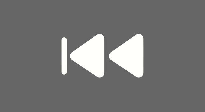 Minimalistic reverse play icon, conveying rewind, backing, reversion and navigation functionality