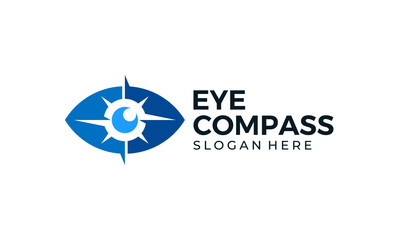 Eye vision logo design vector with compass graphic icon symbol