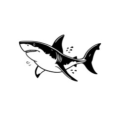 Obraz premium Great White Shark. Great White Shark simple black and white line art vector logo