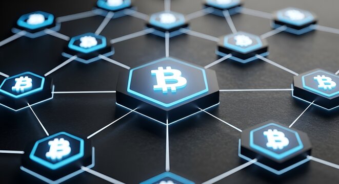 Interconnected blockchain network representing digital finance and cryptocurrency concepts