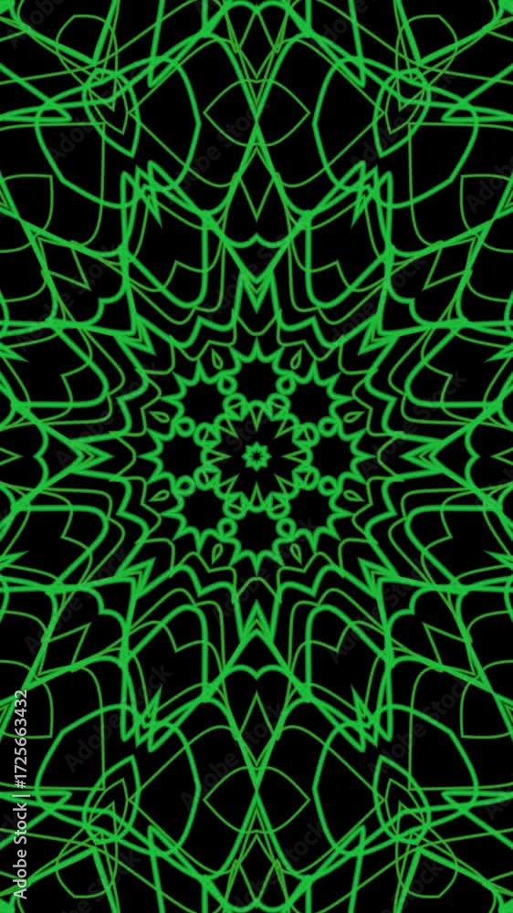 Poster dynamic animated background featuring interconnected abstract green line patterns on black