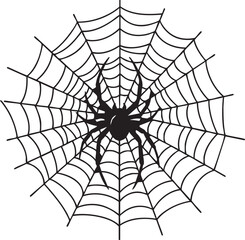 Spider Web with Spider Silhouette &ndash; Halloween Vector Design