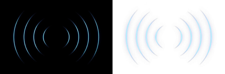 Sound waves and blue light animation PNG overlay designed for audio visual effects featuring a transparent background