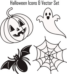 Fototapeta premium Halloween Icons & Vector Set