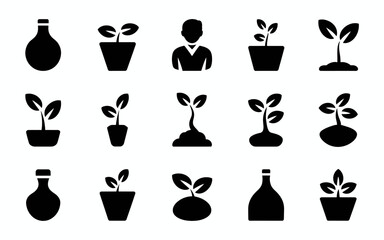 black and white icons set