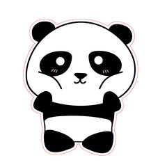 A cute baby panda bear cartoon illustration is a fun vector character with a happy smile