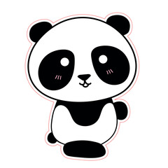 A cute baby panda bear cartoon illustration is a fun vector character with a happy smile