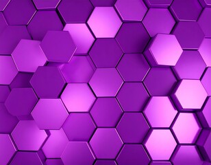 Abstract geometric pattern of overlapping hexagons.  3D rendered purple