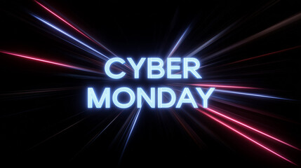 Cyber Monday Text Online Shopping Deals With Digital Light Rays And Futuristic E Commerce Discount Background