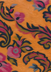 abstract flowers and leaves pattern. Watercolor and digital hand drawn painting. mixed media art. Background for textile decor and design