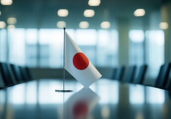 Japanese flag on a conference table