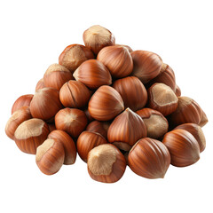 A close-up view of a pile of fresh. unprocessed hazelnuts their smooth. brown shells and natural textures. ideal for culinary and nutritional content or food photography