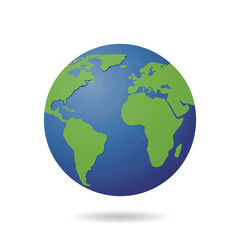 This is a clean, modern vector illustration of the planet Earth. The smooth shading and vibrant colors make it a perfect asset for digital and print projects related to global topics.