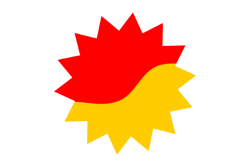 Red and yellow dual color starburst shape design for sale tags, discount badges, offer, promotional highlights, and posters on transparent background