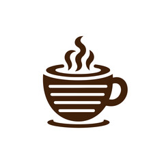 Minimalist Hot Coffee Cup Icon logo. tea cup vector, Black and White Silhouette, Simple Vector Illustration for Café, Restaurant, Beverage Menu, Transparent Background, Modern Drink Logo
