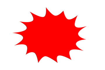 Red starburst explosion shape design for sale tags, discount labels, promotional highlights, and posters on transparent background
