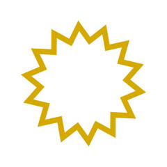 Yellow starburst outline shape design for labels, stickers, sale tags, and decorative frames on transparent background