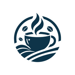 Minimalist Hot Coffee Cup Icon logo. tea cup vector, Black and White Silhouette, Simple Vector Illustration for Café, Restaurant, Beverage Menu, Transparent Background, Modern Drink Logo