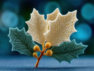 Festive Holly Christmas 3D-Printed Plastic Decoration for Holiday Celebrations