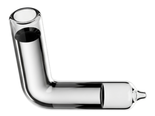 L-shaped glass tube for a scientific laboratory experiment on a transparent background